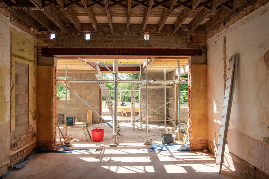 The interior of a building undergoing House Extensions in Yorkshire